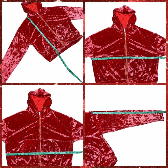 Fabletics Strawberry Red Crushed Velour Sports Bra & Cropped Hoodie - S & XS - Picture 14 of 16